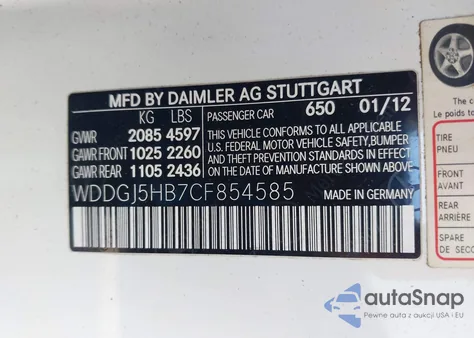 2012 Mercedes-Benz C 350 Sport z USA, uszkodzony, nr VIN WDDGJ5HB7CF854585